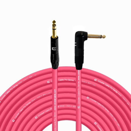 1/4" TRS Male to Right Angle 1/4" TS - 100 Feet - Purple - Pro 3-Pin Microphone Connector for Powered Speakers, Audio Interface or Mixer for Live Performance & Recording