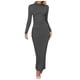 thumbnail image 1 of 2025 Vestido largo ajustado de color liso para mujer: poliéster, cintura imperio, temperamento elegante, lavable a máquina, tallas S-L, contorno de pecho 76-100 cm, 1 of 6