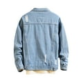 thumbnail image 4 of MIXUE Mens Coats And Jackets Autumn Winter Denim Solid Color Lapel Button Down Long Sleeve Casual Coat Holiday Wear,Blue,XXXXL, 4 of 7