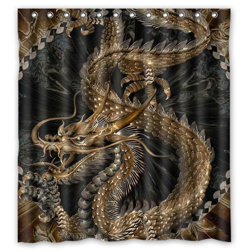 ABPHQTO Cortina de ducha con motivo de dragón Cortina de ducha impermeable 160x180 cm