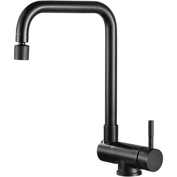 Kitchen Faucets Folding Inside Window Rotatable Stainless Steel Hot and Cold Single Hole Kitchen Sink Faucets-Black