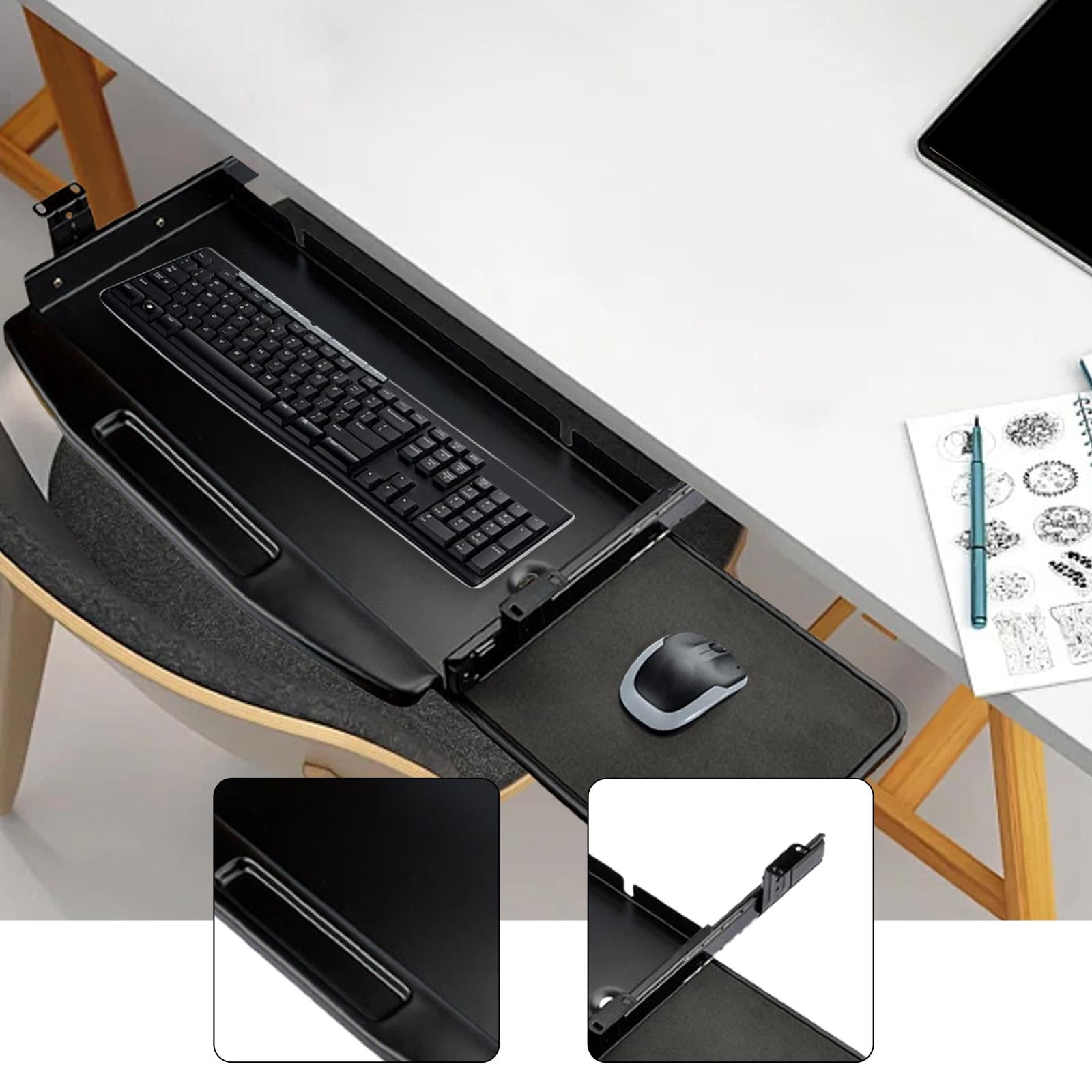 kowaku Keyboard Tray under Desk Sliding Keyboard Drawer Slide Out, Metal, Easy Slip Pull Out Ergonomic Multipurpose for Home Office Black