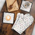 thumbnail image 5 of Pioneer Flower Floral Print Pattern 2-Pack Oven Mitts Set, Heat Resistant Kitchen Gloves, 7.7" X 12", 5 of 6