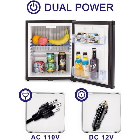 Smeta 1.0 Cu ft Absorption Refrigerator 12V DC/110V AC Portable for Bedroom, Office, Dorm with Lock Reversible Door