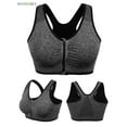 thumbnail image 4 of BadPiggies Women Zip Front Sports Bra Wireless Post-Surgery Bra Removable Pad Tank Top Active Yoga Racerback Sports Bras (M, Gray), 4 of 10
