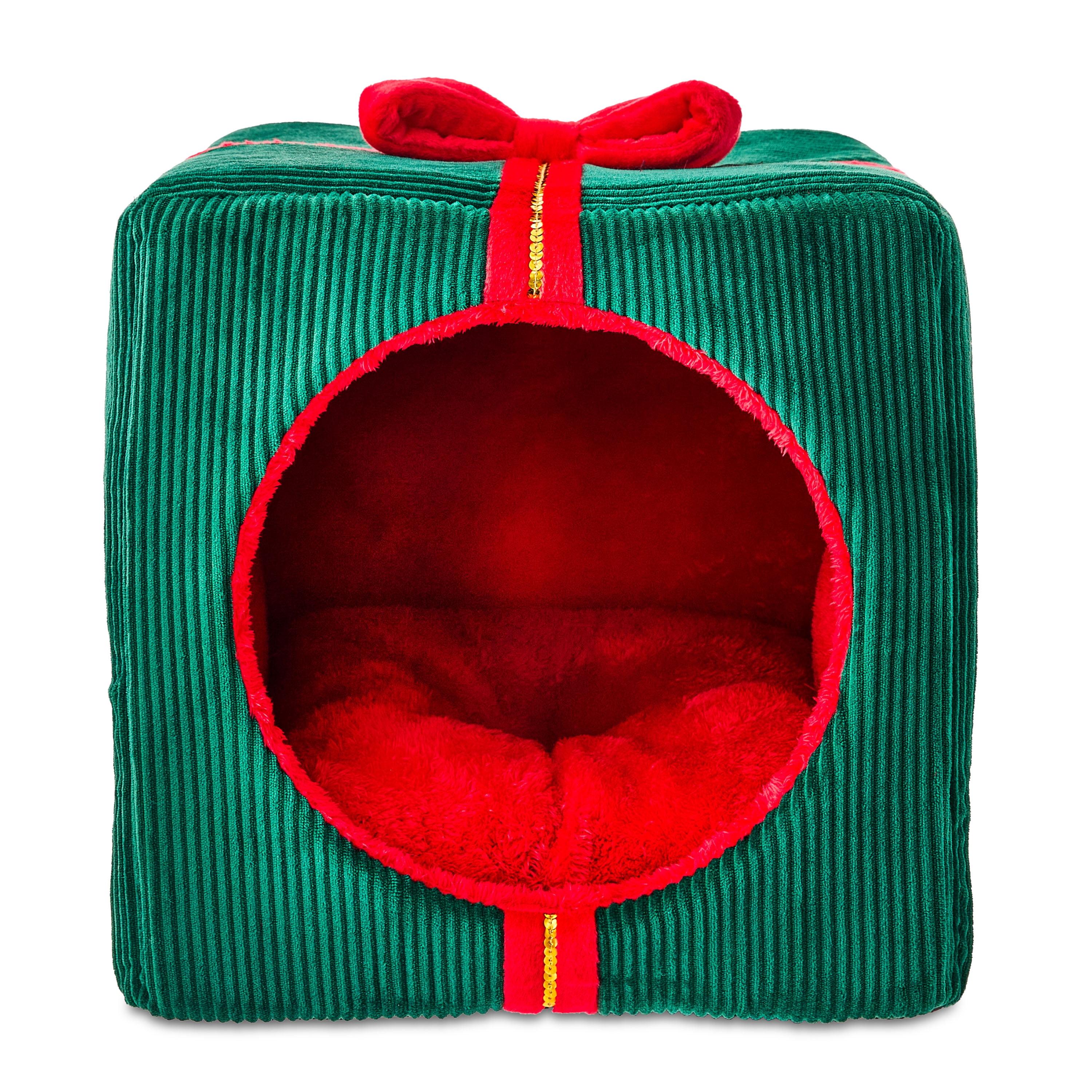 Vibrant Life Christmas Gift Small Holiday Pet Bed, Red and Green, 16" x 15" x 16"