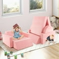thumbnail image 2 of OLAKIDS Modular Kids Play Couch, 8PCS Toddler Sectional Sofa Building Fort for Playroom, Bedroom, Imaginative Convertible Floor Cushion, Foam Set for Boys and Girls (Pink), 2 of 9