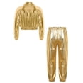 thumbnail image 2 of Doomiva Ensemble de Performance Jazz Moderne pour Garçons et Filles Vêtements de Danse de Rue Hip Hop 2 Pcs Or 16, 2 of 5