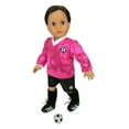 thumbnail image 2 of Sophia's Hot Pink Long-Sleeved V-Neck Jersey, Black Shorts, and Ball for 18â€ Dolls, 2 of 3