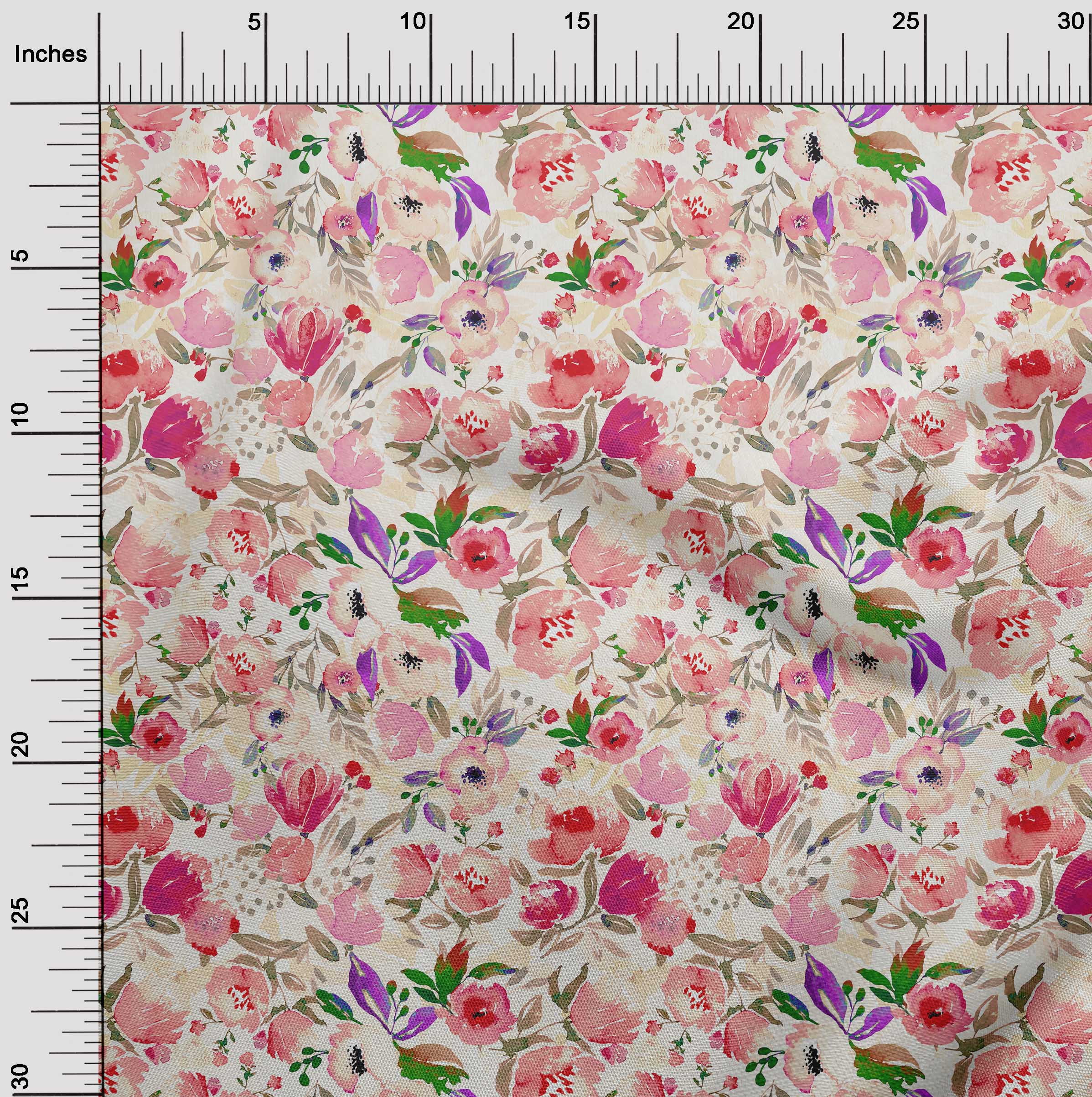 oneOone Cotton Poplin Fuschia Pink Fabric Floral Quilting Supplies Print Sewing Fabric By The Yard 56 Inch Wide-YN