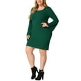 thumbnail image 4 of GRACE & GRANDEUR Robe de Soirée Grande Taille pour Femmes Col Rond Dentelle Manches Évasées Moulante Cocktail Mini Robes 2X Vert, 4 of 5