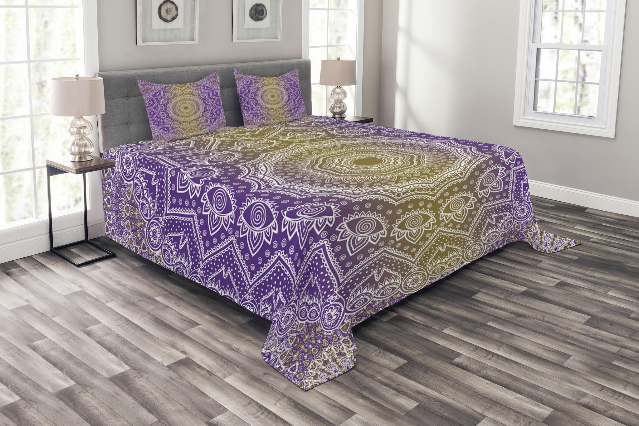 Yellow And Purple Bedspread Set Mandala Ombre East Tradition Deep