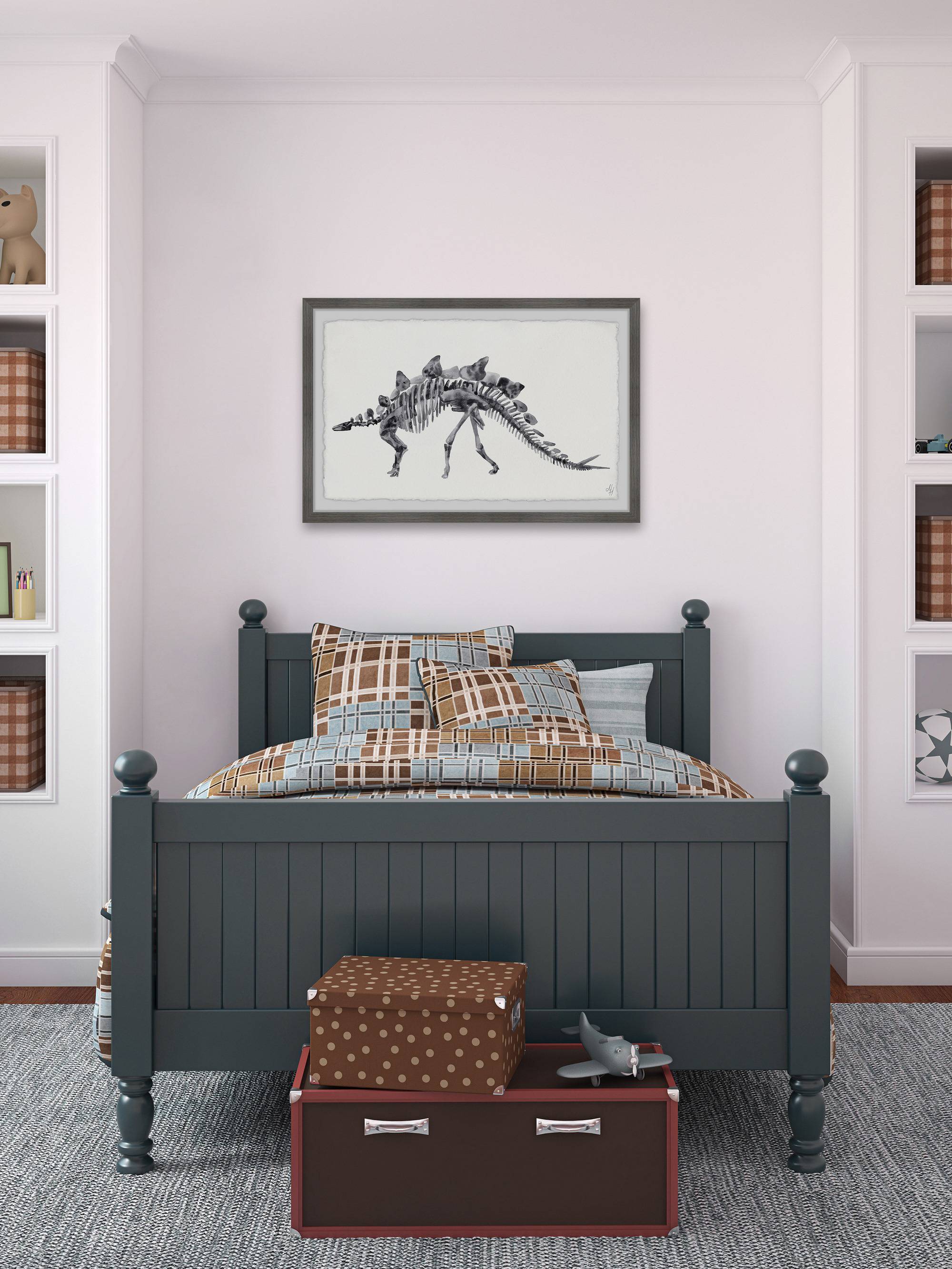 Marmont Hill Big Stegosaurus Skeleton Framed Wall Art, 18.00" x 1.50"