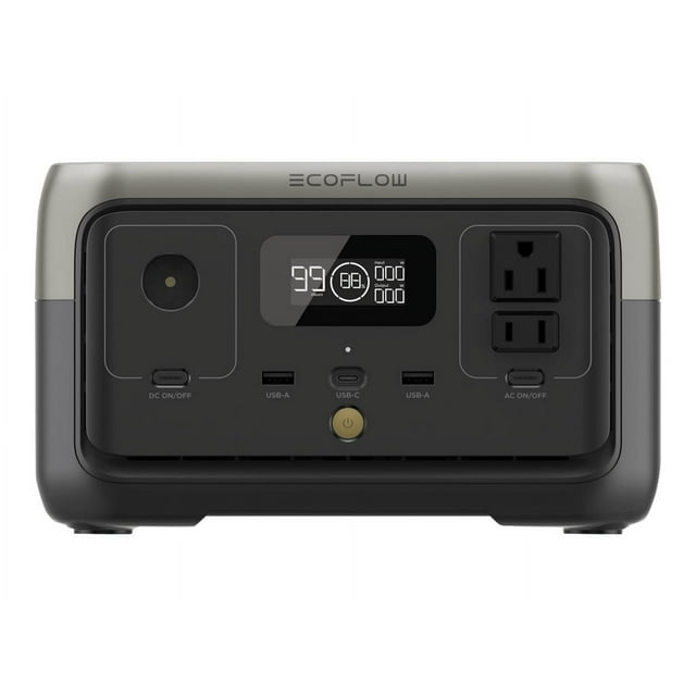 EcoFlow Portable Power Station RIVER 2, 256Wh LiFePO4 Battery/ 1 Hour Fast Charging, 2 Up to 600W AC Outlets, Solar Generator (Solar Panel Optional) for Outdoor Camping/RVs/Home Use