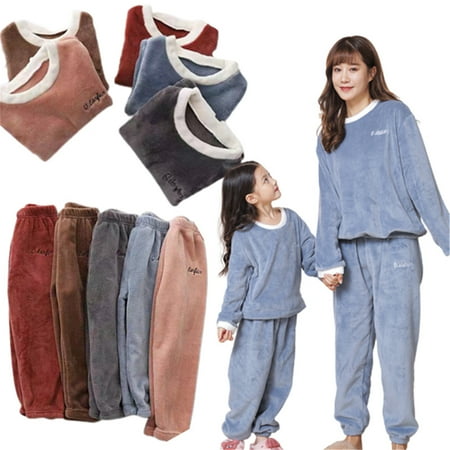 

MLFU Family Pajamas Matching Sets Girls Fluffy Pullover Pants Loose Plush Sleepwear Set Loungewear Set