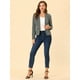 thumbnail image 3 of Allegra K Blazer a rayas con cierre de botón y bolsillo con solapa con muesca para mujer Gris blanco S, 3 of 6