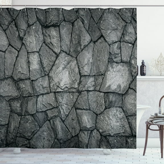Ambesonne Grey Shower Curtain, Stone Wall Rough Rusty, 69"Wx75"L, Grey