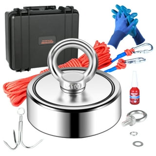 Fishing Magnet Kit, Fishing Magnets 1000 LBS Pulling-Includes Grappling  Hook, Heavy Duty 65FT Rope, Gloves & Locking Carabiner,Threadlocker and  Waterproof Carry…