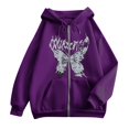 thumbnail image 4 of DHFJKG Womens Casual Zip Up Hoodies Oversized Fashion Butterfly Printed Comfort Long Sleeve Sweatshirts Plus Size Graphic Sweatshirt For Women, 4 of 4