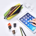 thumbnail image 7 of Cauagu Teal To Yellow Gradient Print Leather Pencil Pen Case - Stationery Bag Portable Stationery Bag Big Capacity Pencil Pouch Cosmetic Organizer Bag for Men & Women, 7 of 7