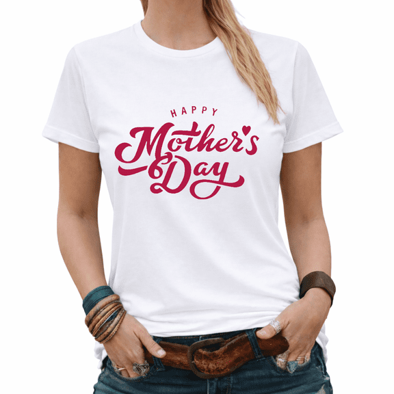 Mother's Day Floral Rose Graphic Tees Womans Tshirt Shirts Black/White S-5XL Tops