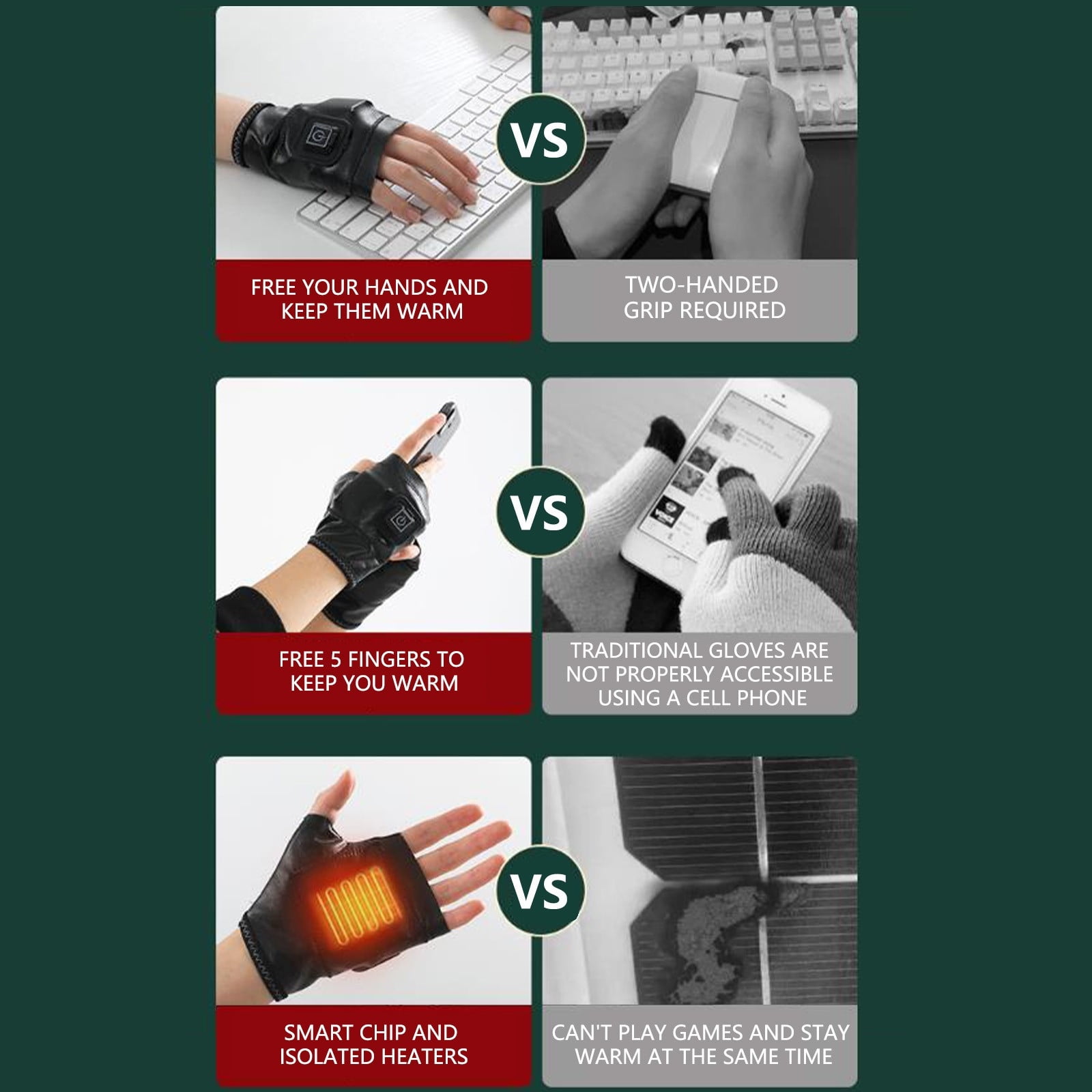 Smart Heating Gloves Three-Speed Temperature Control USB Powered Half-Finger Hand Warmer Soft Milk Silk Safe Winter Office Home Gaming Outdoor Use