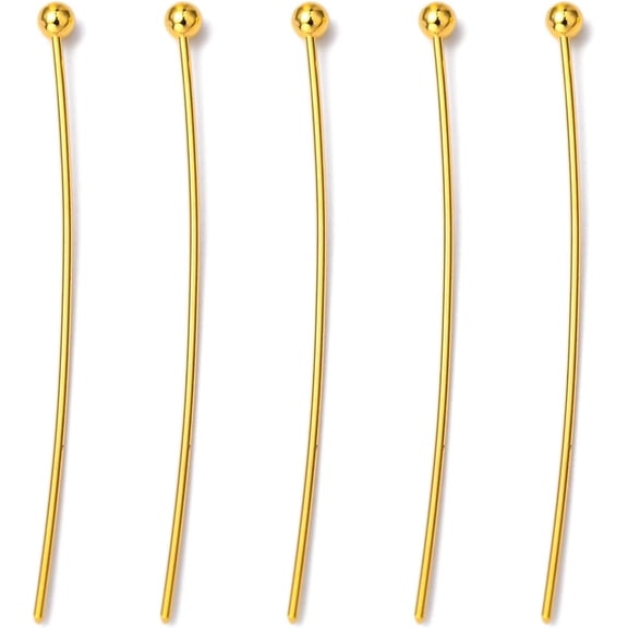 200 Pcs Brass Ball Head Pins Golden Metal End Headpins Jewelry Making Pin Long End Head Pin DIY
