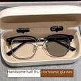 thumbnail image 1 of Gafas para miopía que cambian de color, adecuadas para hombres que trabajan en ingeniería científica, con prescripción ajustable, marco orbital, medio marco, lente plana, resistente a los rayos UV, 1 of 4