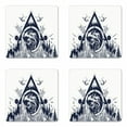 thumbnail image 1 of Tribal Coaster Set of 4, Eagle with Forest and Mountains Astrological Design, Square Hardboard Gloss Coasters, Standard Size, Dark Blue Off White, by Ambesonne, 1 of 2