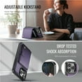 thumbnail image 6 of for iPhone 15 Pro Max Wallet Case with Detachable Magnetic Card Holder, PU Leather + TPU, RFID Blocking Kickstand 2-in-1 Shockproof Drop Protective Phone Case with Magnetic Buckle, Purple, 6 of 12