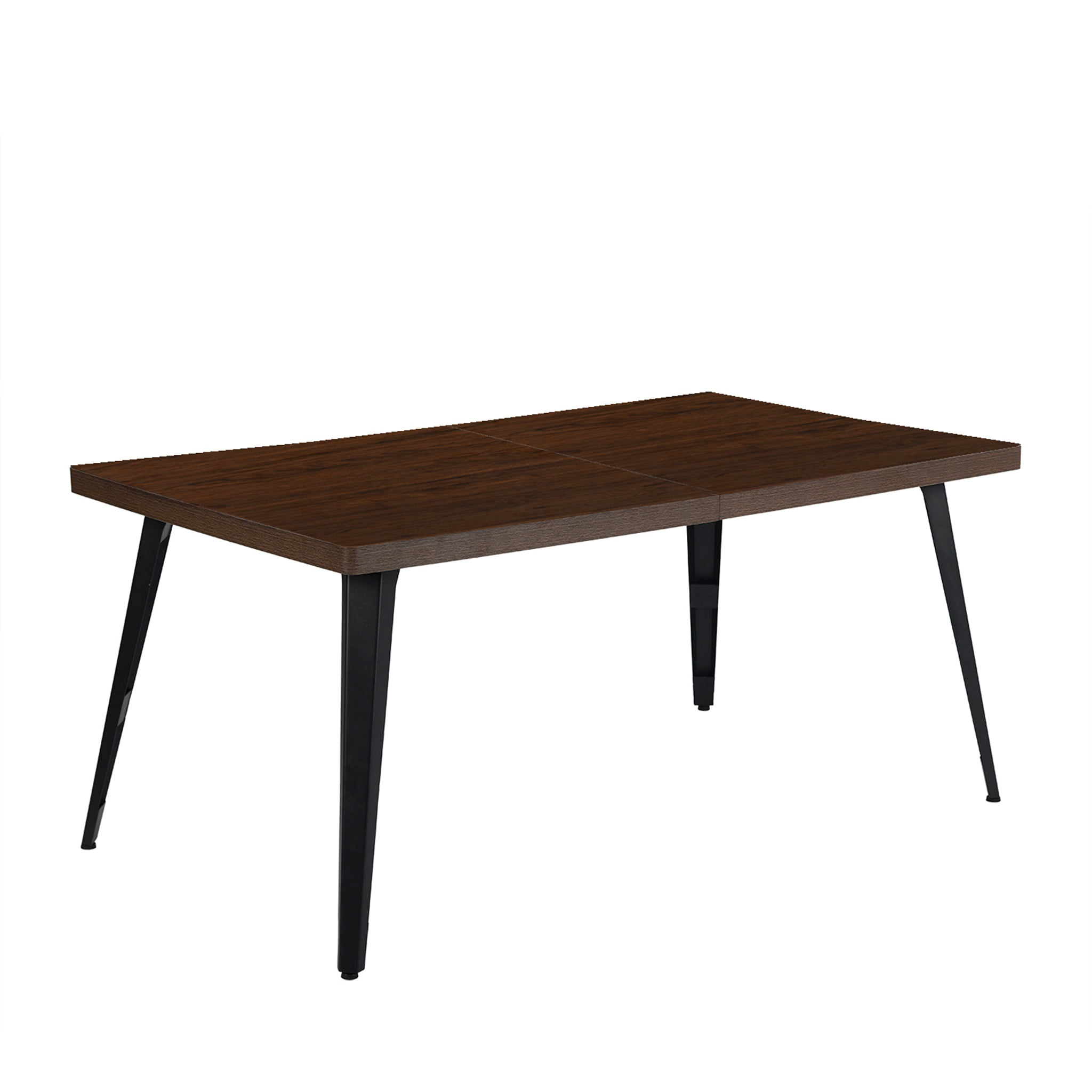 Homy Casa 63-inch Rectangular Dining Table for 4-6 with Metal Legs, Dark Brown