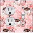 thumbnail image 1 of Metal Light Switch Wall Plate Outlet Cover (Coffee Mocha Espresso Heart Cupcake Macaron Flower Bouquet Pink - Single Duplex Single Toggle), 1 of 2