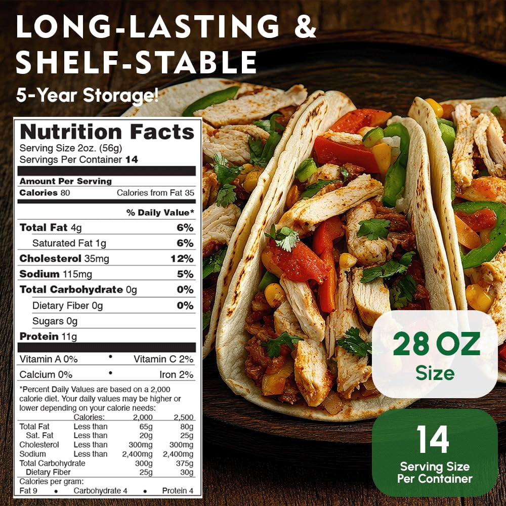 Werling & Sons Canned Chicken 28 Oz, Pack of 12 – Fully Cooked, Ready to Eat, High-Protein Canned Meat with 5-Year Shelf Life – Great for Recipes, Camping, Emergency & Survival – Made in USA
