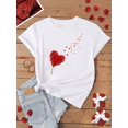 thumbnail image 3 of Camiseta de manga corta con estampado de corazón para mujer, camisetas gráficas para mujer, camisetas deportivas de ocio, 3 of 7