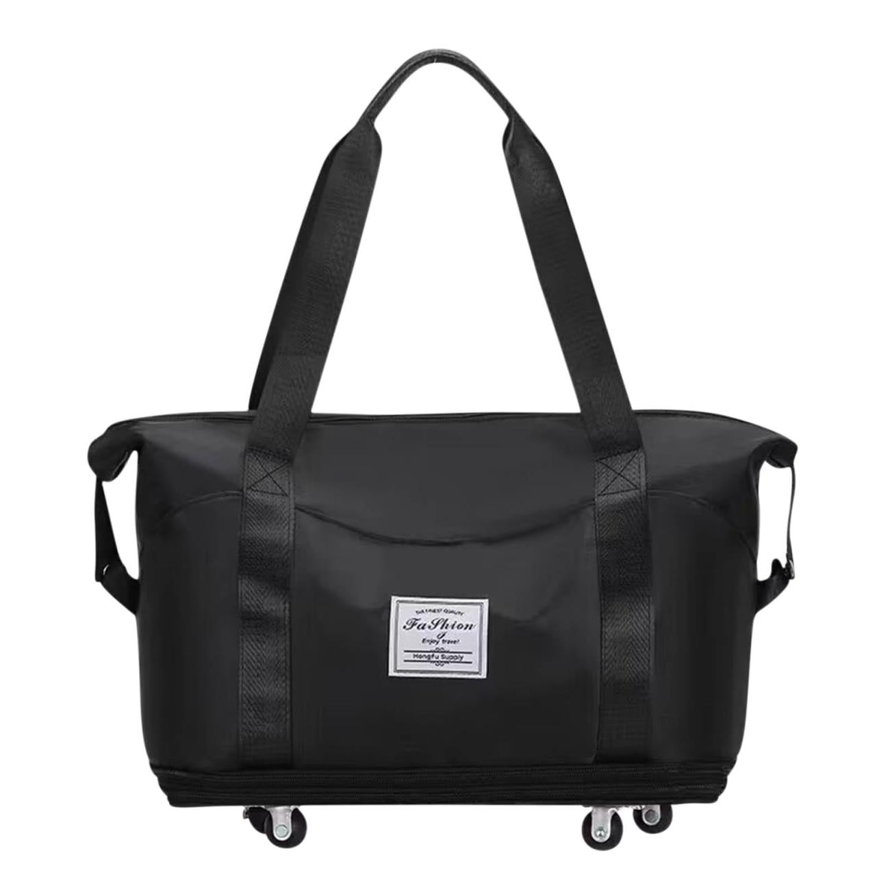 Tuvgenk Rolling Duffel Bag with Wheels Expandable Foldable Dry Wet Separation Travel Bag for Gym Business Trip Weekend Getaway