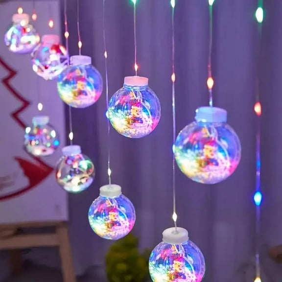 Christmas LED Wishing Ball Curtain Lights, 8 Lighting Modes, Christmas String Lights, Christmas Decorative Lights, Artistic Decorative Santa Claus Wishing Balls, Indoor Decorations
