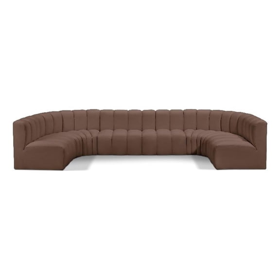 Meridian Furniture Arc Brown Vegan Leather Modular Sectional