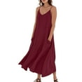 thumbnail image 4 of UoCefik Summer Beach Dresses for Women 2025 Linen Sleeveless Maxi Sundresses with Pockets Red XXL, 4 of 5