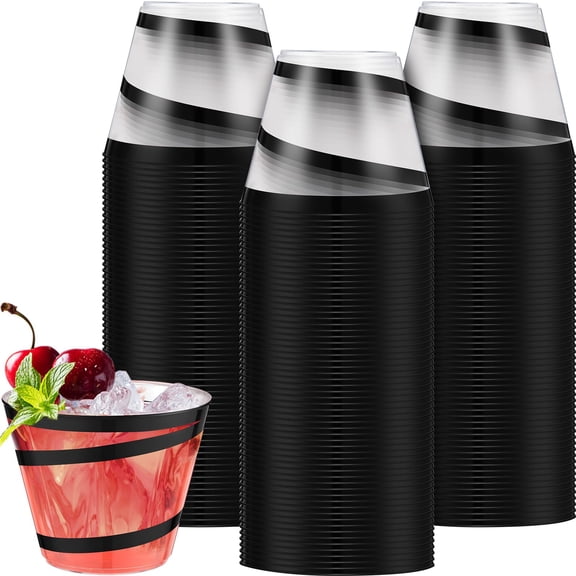 9 oz Rimmed Swirl Plastic Cups Disposable Wine Drinking Cups Clear Elegant Graduation Tumblers for Wedding Party Supplies(50 Pcs,Blue)