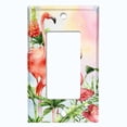 thumbnail image 5 of Metal Light Switch Plate Outlet Cover Tropical Pink Flamingo Flower Leaves Rainbow FGO007, 5 of 13