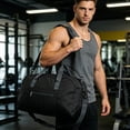 thumbnail image 6 of Foldable Sports Gym Bag with Shoe Compartment, Lightweight Travel Duffle for Workout and Weekend Trips,Black-45x30x12cm, 6 of 7