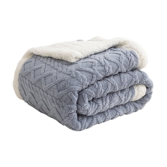 120x200cm Double Layer Thick Fleece Throw Blanket Soft Warm Cozy Nap Wrap For Bedroom Living Room Mist Blue