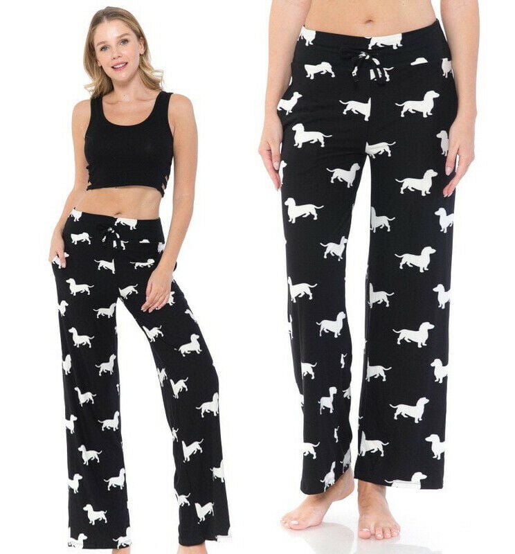 S-XL Women's Lounge Wear Pants Wide Leg Soft Stretch PJ Pajama Relaxed Sleep