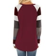 thumbnail image 3 of TWZH Women Colorblock Stitching Crew Neck Long Sleeve Tunic Top, 3 of 3