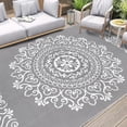 thumbnail image 3 of Outdoor Rug x Reversible Outdoor Plastic Straw Rug Large Outdoor Patio Rug RV Mat Outside Indoor Outdoor Rugs for Patio RV Balcony Deck Picnic Backyard Porch Grey, 3 of 7