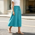 thumbnail image 7 of Tdoqot Womens Cotton Linen Skirts with Pockets- A-Line Drawstring Summer Casual Elastic Waist Midi Skirt Sky Blue Size S-2XL, 7 of 7