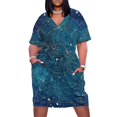 thumbnail image 1 of Vestido de verano holgado con bolsillos para mujer ropa púrpura con estampado de estrellas mapa de las luces de la ciudad, 1 of 7