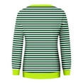 thumbnail image 4 of Mrat Long Sleeve Striped Shirts for Women Crew Neck Striped Tops Loose Fitting Casual T Shirts Trendy Lightweight Soft Tops Half Zip Sweatshirt Hoodie S-99 Green XXL, 4 of 5