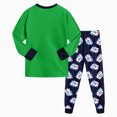 thumbnail image 5 of NOLDARES 2 Piece Toddler Baby Boy Fall Winter Clothes Long Sleeve Sweatshirt Tops Elastic Waist Pants Cute Print Outfits Clothing Set(Green,3-4 Y), 5 of 6