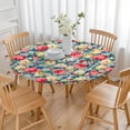 thumbnail image 3 of Pioneer Flower Floral Print Pattern Round Fitted Tablecloth with Elastic Edge,Dining Table Cover Waterproof,Outdoor Round Tablecloth for Camping,Dining,Indoor and Outdoor, 3 of 7